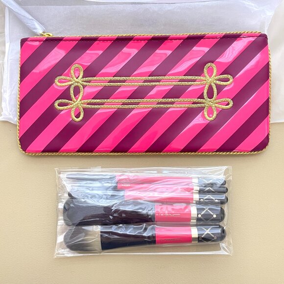 New MAC Makeup Brush Kit Set Nutcracker Sweet Pink 5 Brushes with Case Box NWT - Picture 1 of 5